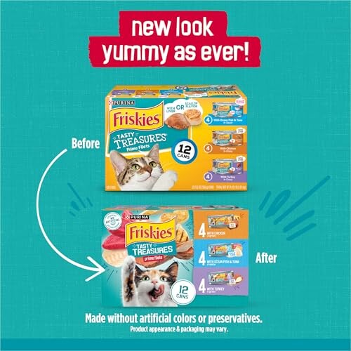 Purina Friskies Wet Cat Food Variety Pack on a table