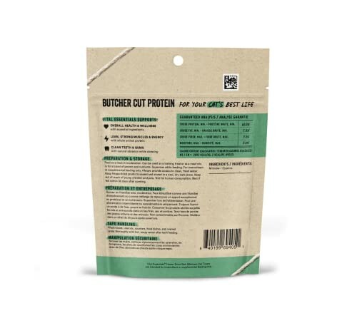 Back view of Butcher Cut Protein dog treats packaging with nutritional information.