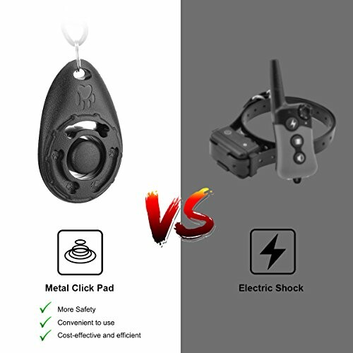 Comparison of metal click pad and electric shock dog training tools.