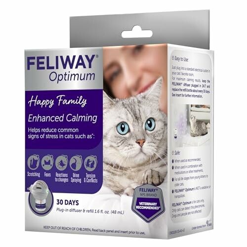 Feliway Optimum cat calming diffuser packaging.