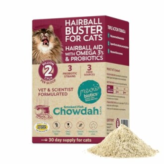 Hairball Buster for Cats supplement with probiotics and omega 3's.