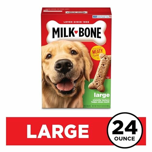 Milk-Bone dog biscuits box for large dogs, meaty taste, 24 ounce