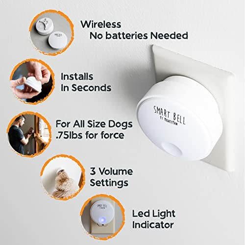 Smart Bell for dogs, wireless with no batteries, suitable for all size dogs