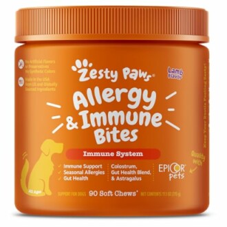 Zesty Paws Allergy & Immune Bites for dogs, lamb flavor, 90 soft chews.